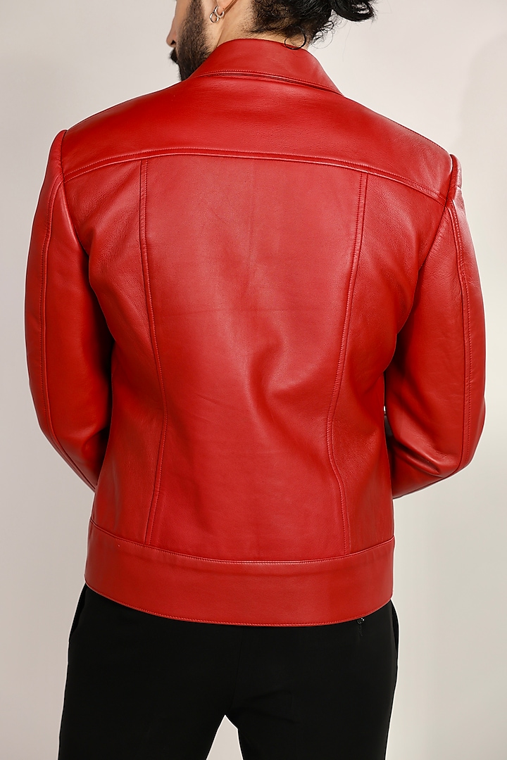 Red Leather Jacket by Bharat Reshma at Pernia's Pop Up Shop