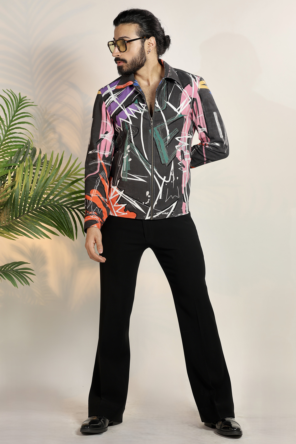 Multi-Colored Denim Digital Printed Shirt by Bharat Reshma