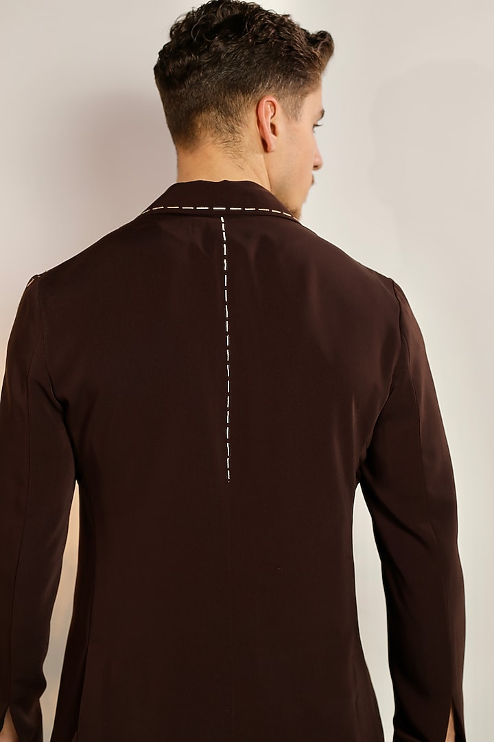 Brown Magna Suiting Hand Work Co-Ord Set by Bharat Reshma at Pernia's Pop Up Shop