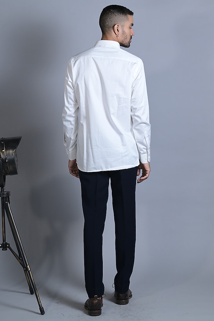 White Cotton Hand Painted Party Wear Shirt by Bharat Reshma at Pernia's Pop Up Shop