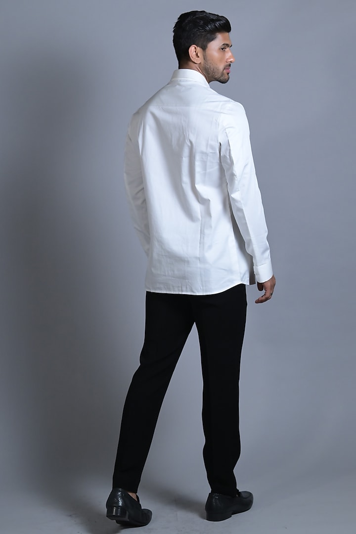 White Cotton Hand Painted Party Wear Shirt by Bharat Reshma at Pernia's Pop Up Shop