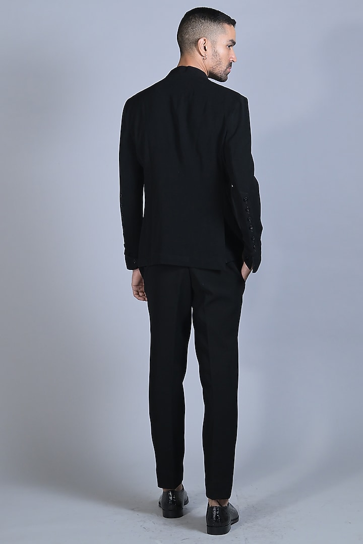 Smokey Black Japanese Suiting Sequins & Crystal Embroidered Wedding Shirt by Bharat Reshma at Pernia's Pop Up Shop