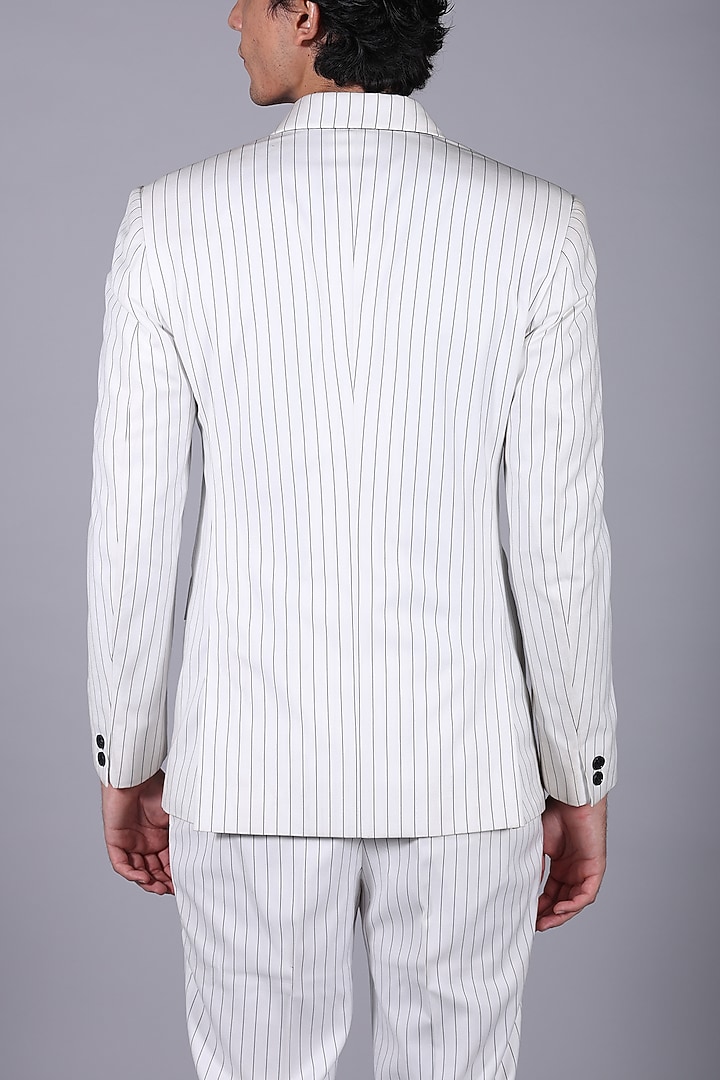 Ice White Suiting Pinstripe Blazer Set by Bharat Reshma at Pernia's Pop Up Shop