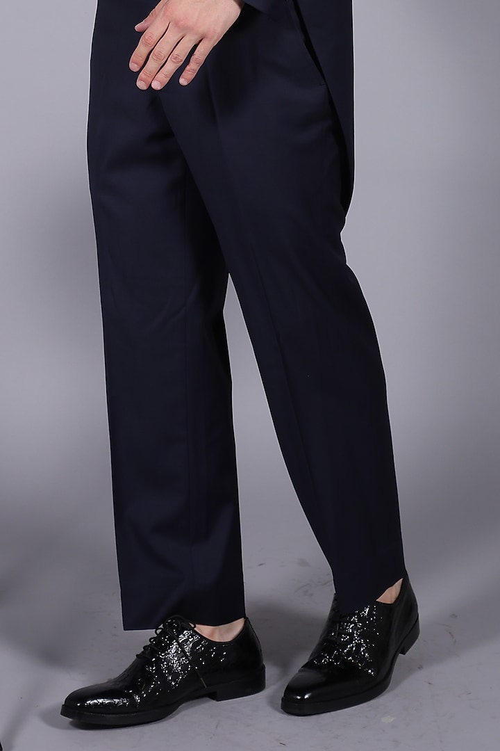 Navy Blue Suiting Blazer Set by Bharat Reshma at Pernia's Pop Up Shop