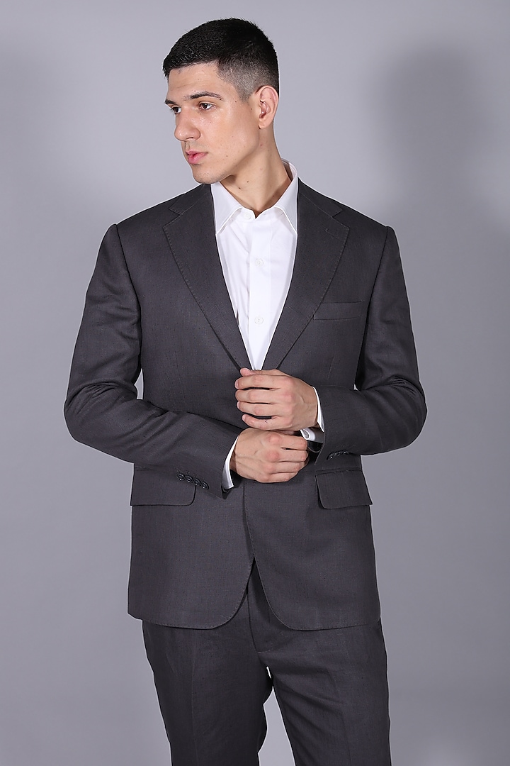 Cigar Grey Suiting Blazer Set by Bharat Reshma at Pernia's Pop Up Shop