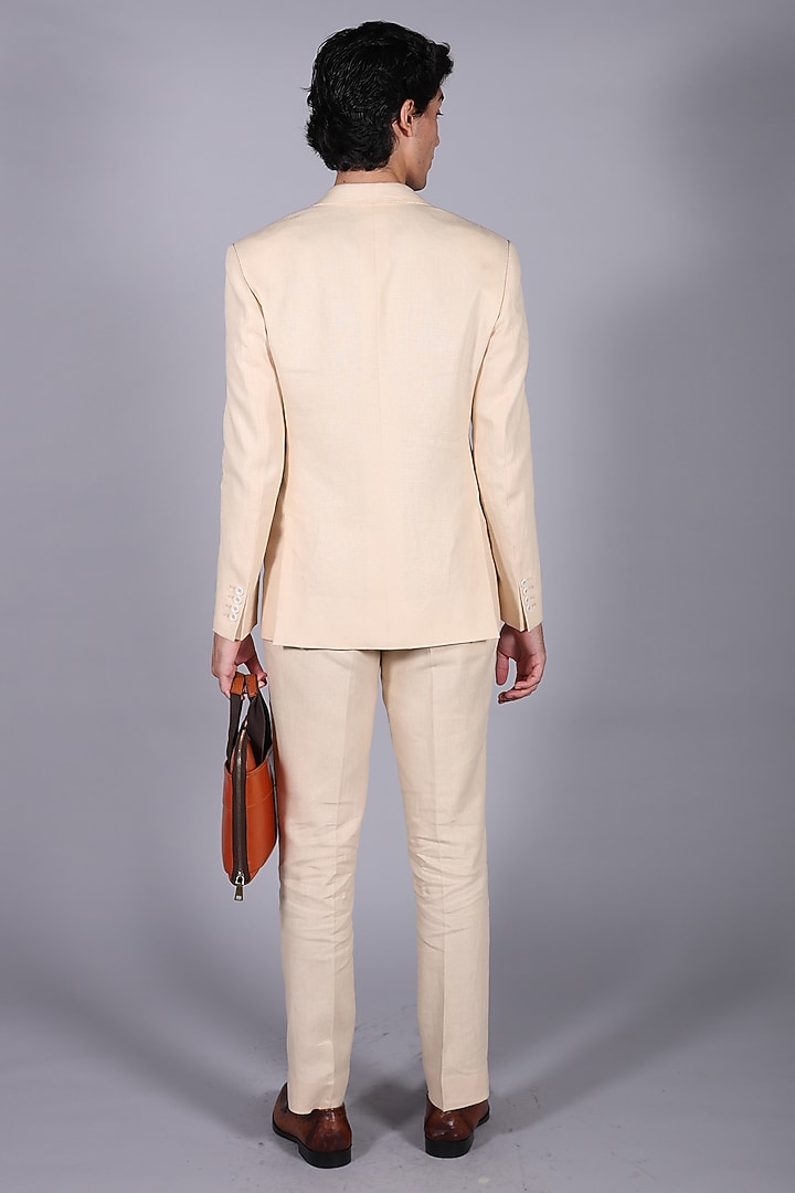 Cream Suiting Blazer Set by Bharat Reshma at Pernia's Pop Up Shop