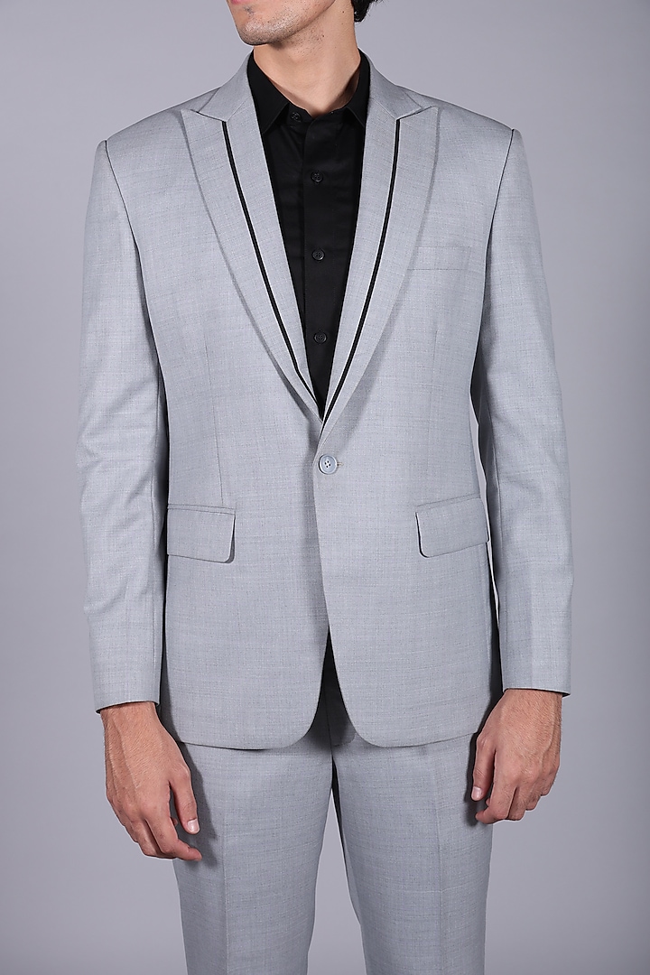 Ash Grey Italian Suiting Blazer Set by Bharat Reshma at Pernia's Pop Up Shop