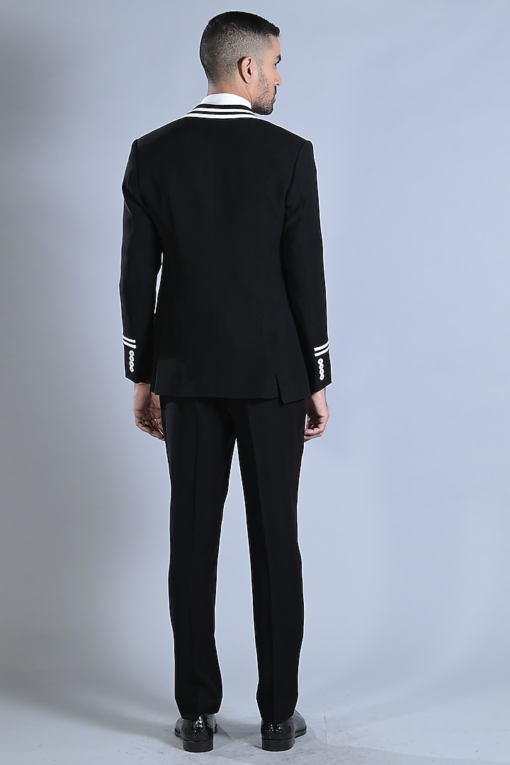 Black Japanese Suiting Tuxedo Set by Bharat Reshma at Pernia's Pop Up Shop
