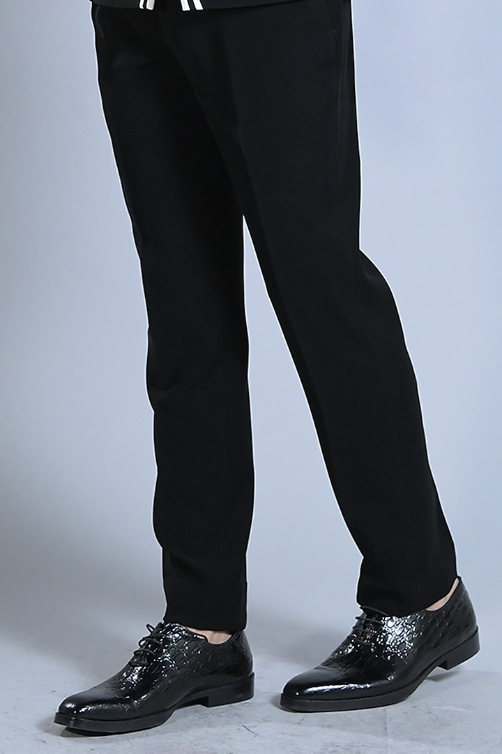 Black Japanese Suiting Tuxedo Set by Bharat Reshma at Pernia's Pop Up Shop