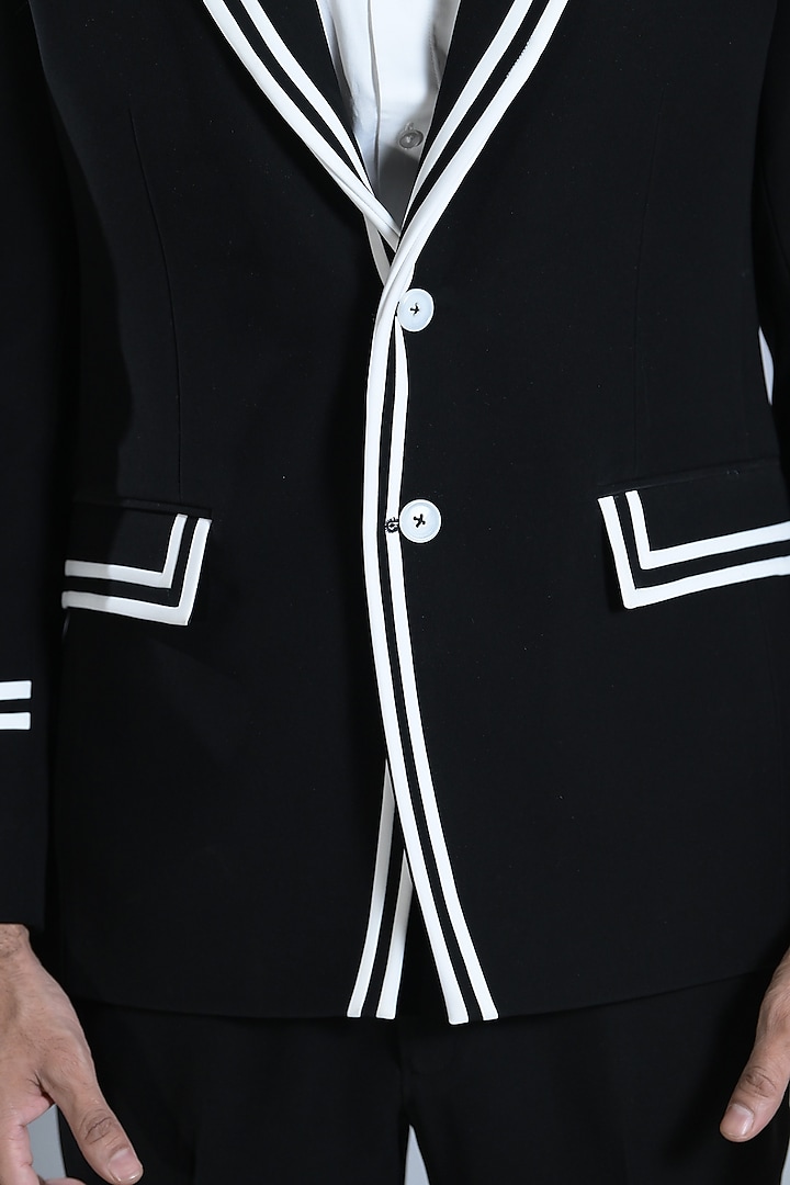 Black Japanese Suiting Tuxedo Set by Bharat Reshma at Pernia's Pop Up Shop