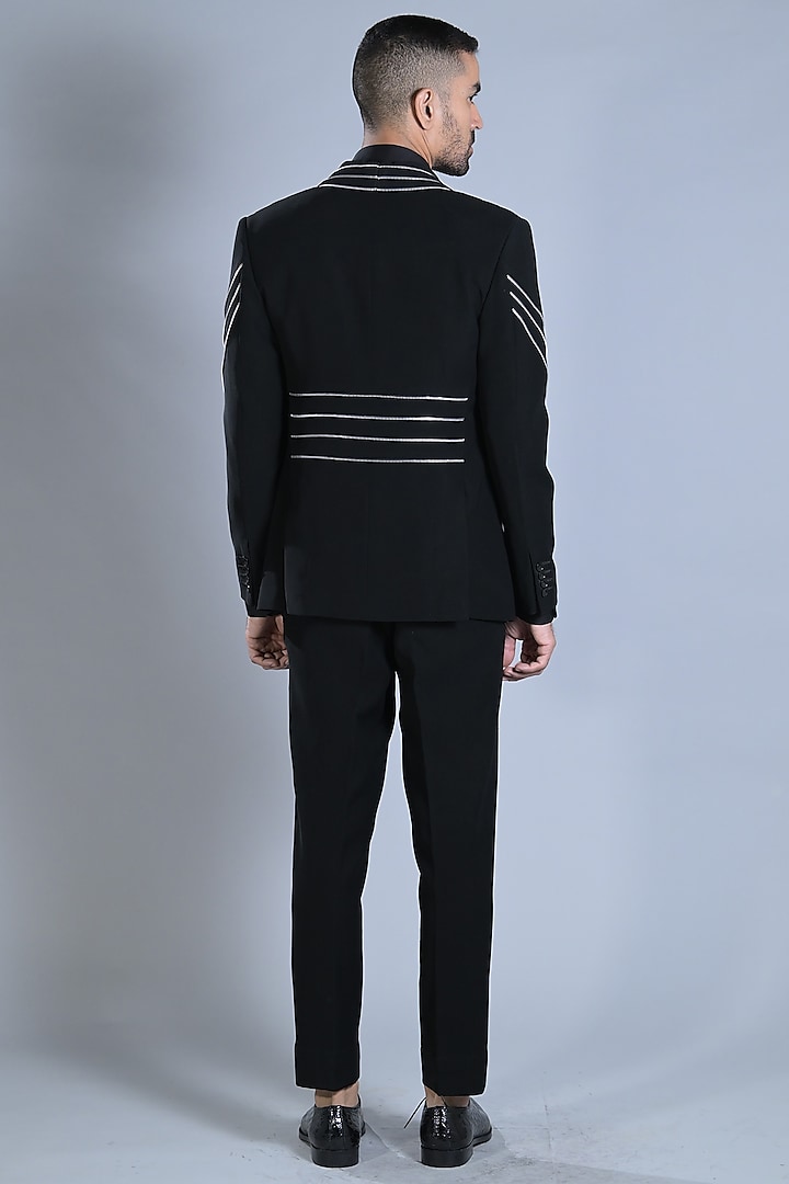 Black Japanese Suiting Tuxedo Set by Bharat Reshma at Pernia's Pop Up Shop