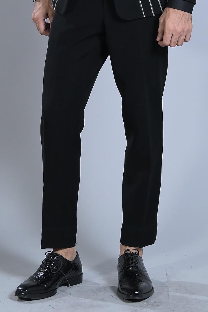 Black Japanese Suiting Tuxedo Set by Bharat Reshma at Pernia's Pop Up Shop