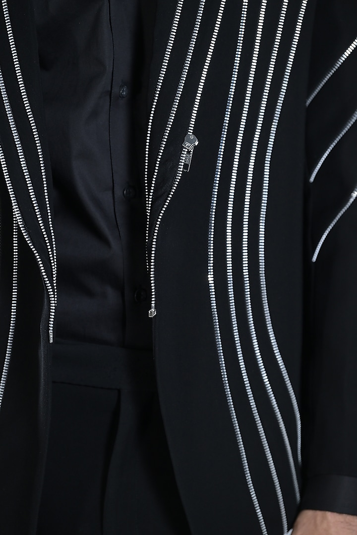 Black Japanese Suiting Tuxedo Set by Bharat Reshma at Pernia's Pop Up Shop