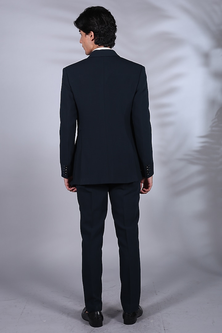 Midnight Blue Suiting Blazer Set by Bharat Reshma at Pernia's Pop Up Shop