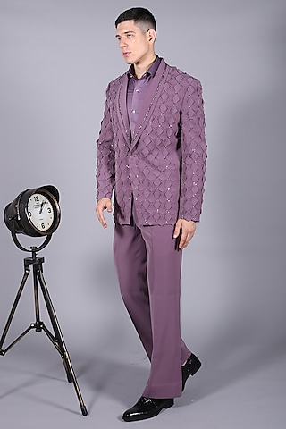 Mens Blazer Men Fashion Purple Colorful Velvet Sequins Blazer Men