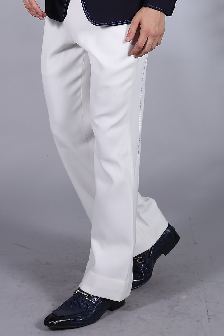 Indigo Suiting Thread Embroidered Blazer Set by Bharat Reshma at Pernia's Pop Up Shop