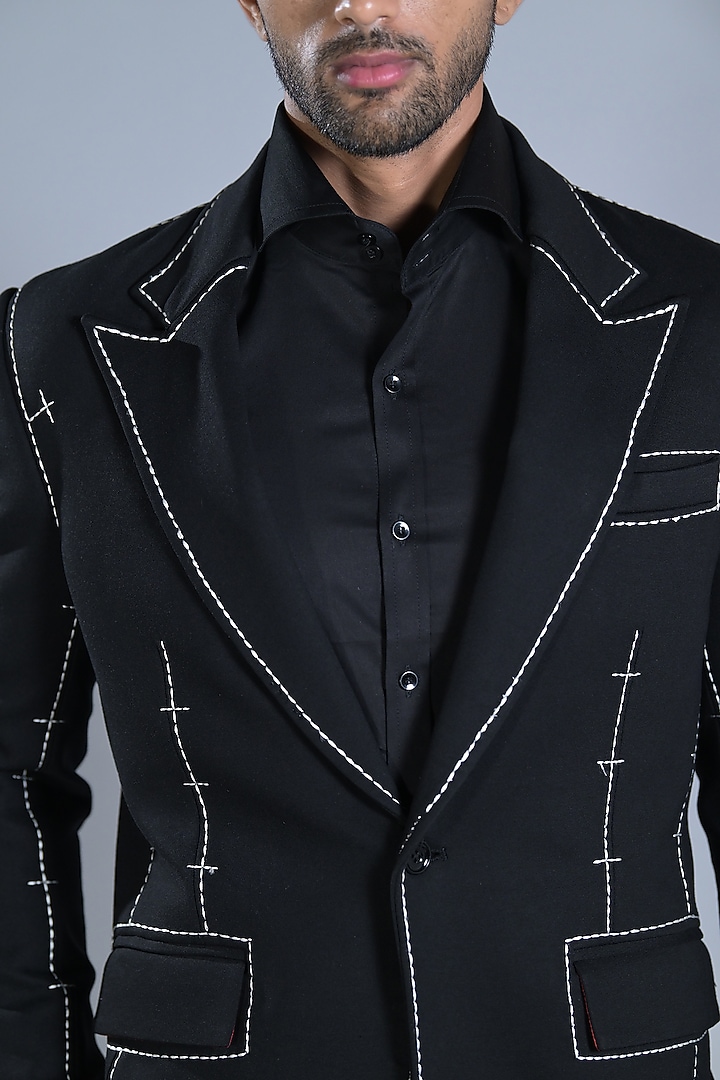 Paynes Grey Japanese Suiting Blazer Set by Bharat Reshma at Pernia's Pop Up Shop