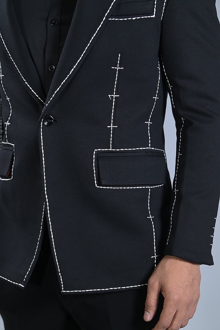 Paynes Grey Japanese Suiting Blazer Set by Bharat Reshma at Pernia's Pop Up Shop