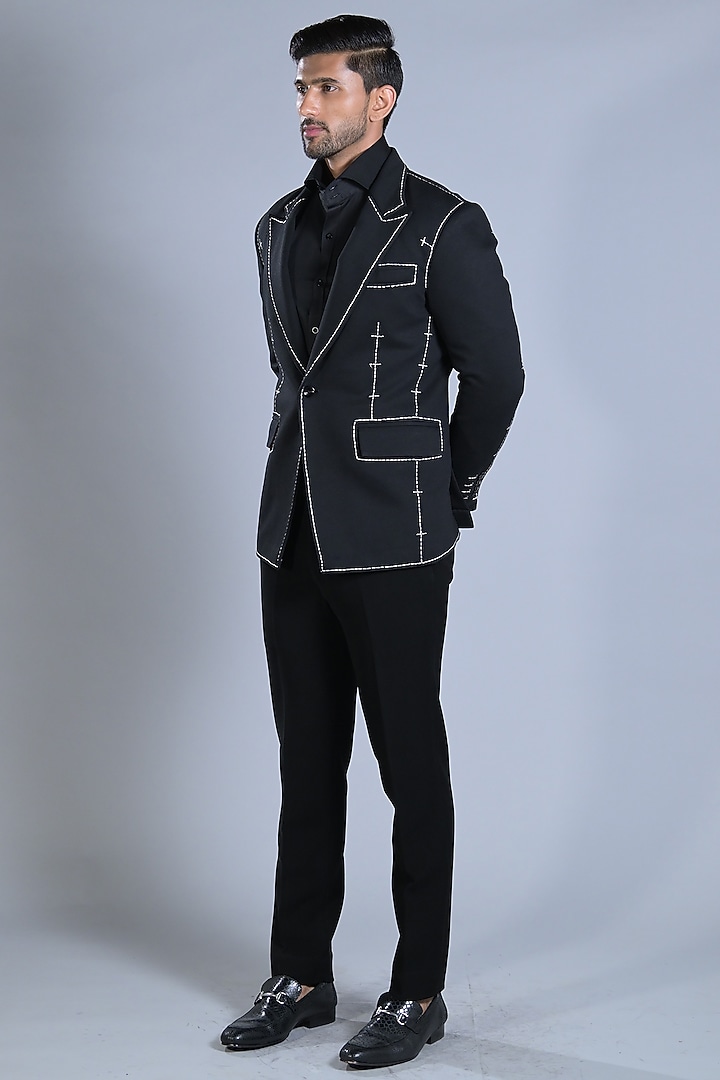 Paynes Grey Japanese Suiting Blazer Set by Bharat Reshma at Pernia's Pop Up Shop