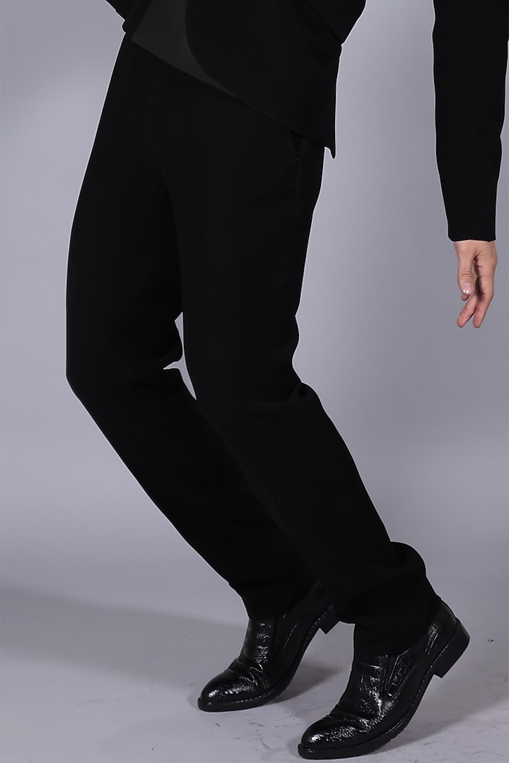 Black Suiting Fabric Tuxedo Set by Bharat Reshma at Pernia's Pop Up Shop
