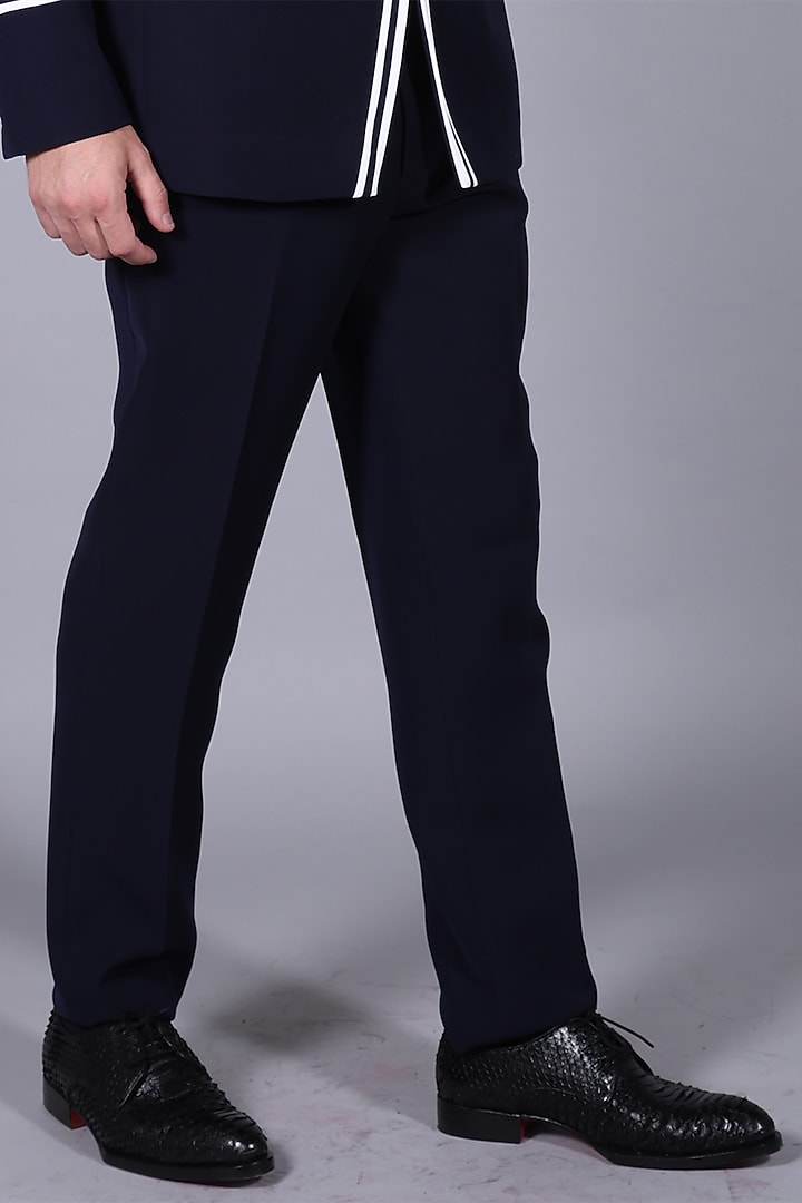 French Navy Suiting Fabric Blazer Set by Bharat Reshma at Pernia's Pop Up Shop