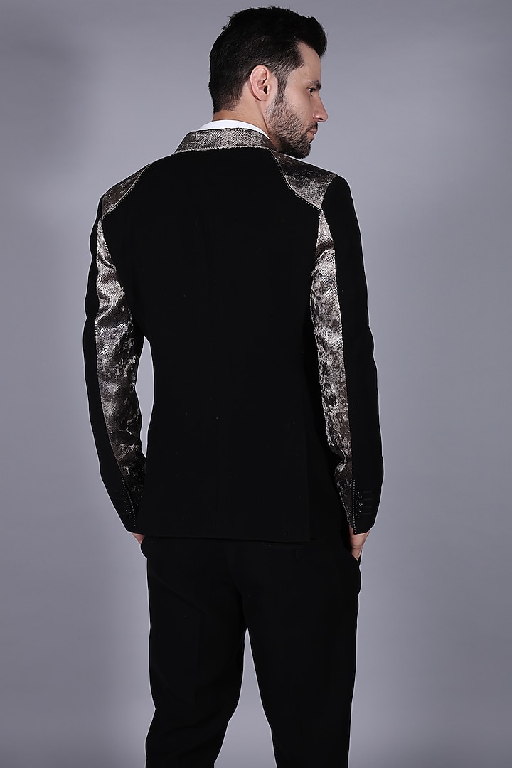 Noir Black Suiting Fabric Blazer Set by Bharat Reshma at Pernia's Pop Up Shop