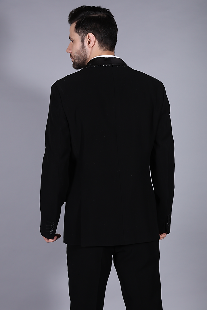 Black Japanese Suiting Fabric Blazer Set by Bharat Reshma at Pernia's Pop Up Shop