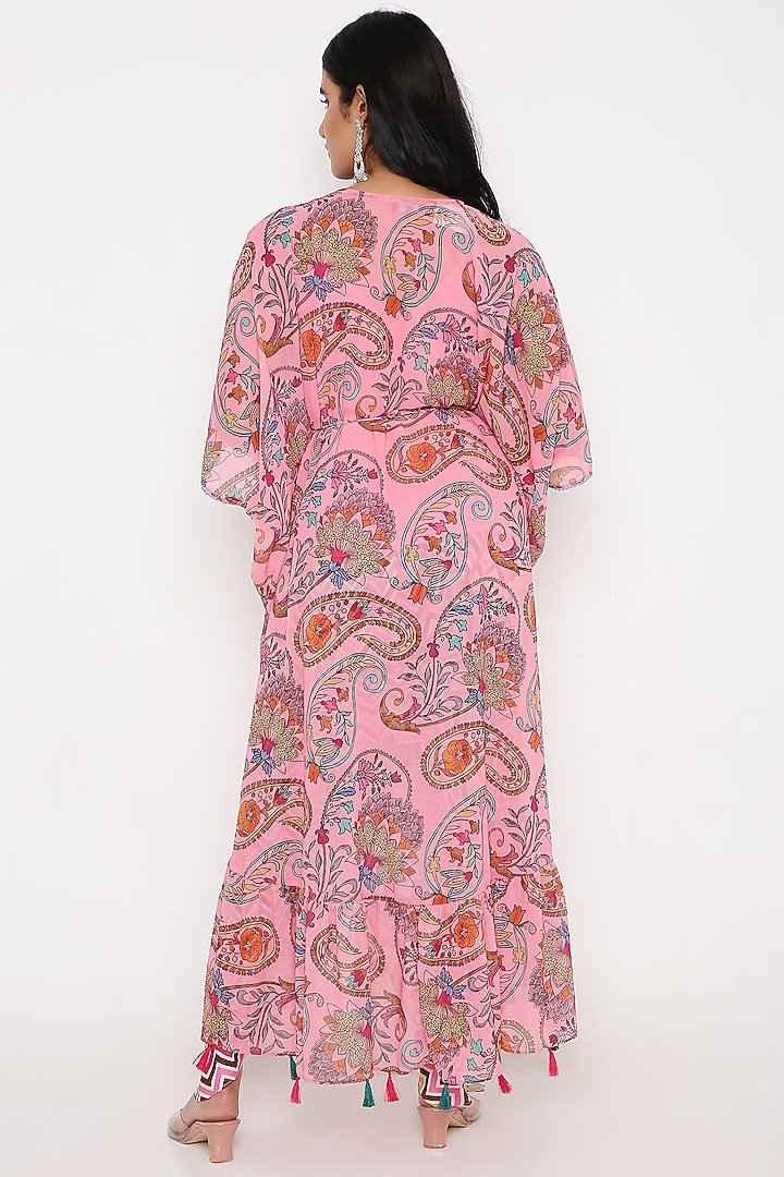 Pink Georgette Digital Printed Kaftan Set by Bha-sha at Pernia's Pop Up Shop
