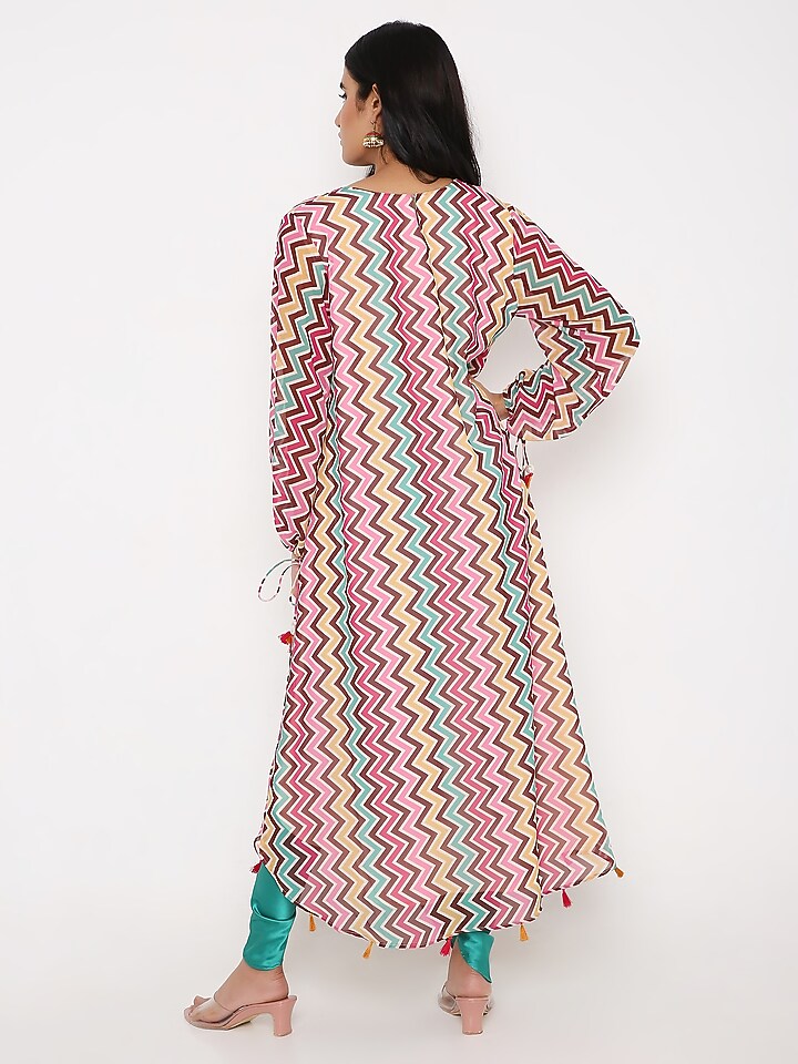 Multi-Coloured Georgette Digital Printed Tunic Set by Bha-sha at Pernia's Pop Up Shop
