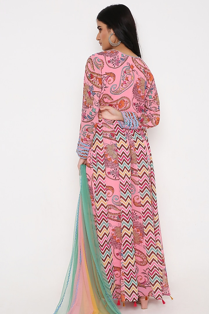 Pink Georgette Digital Printed Anarkali Set by Bha-sha at Pernia's Pop Up Shop