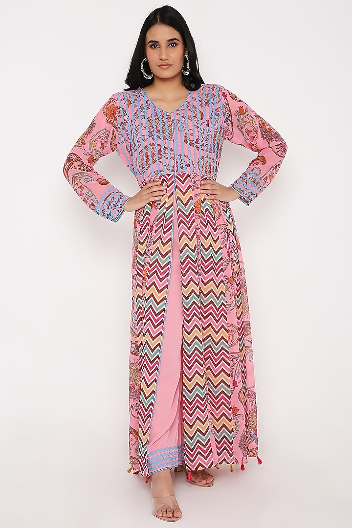 Pink Georgette Digital Printed Anarkali Set by Bha-sha at Pernia's Pop Up Shop
