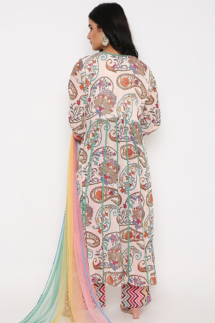 Ivory Georgette Digital Printed Anarkali Set by Bha-sha at Pernia's Pop Up Shop