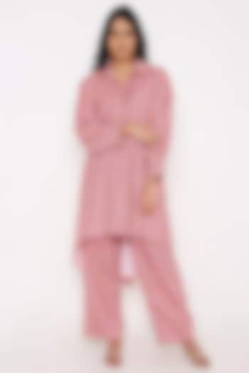 Pink Muslin Digital Printed Tunic Set by Bha-sha