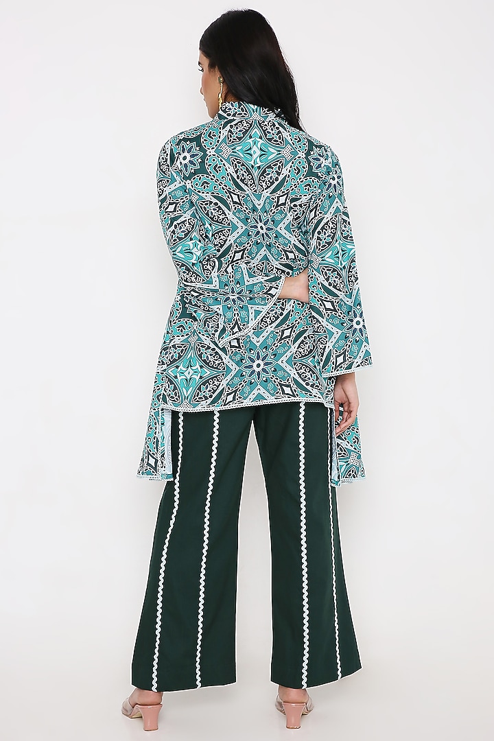 Green Rayon Poplin Digital Printed Tunic Set by Bha-sha at Pernia's Pop Up Shop