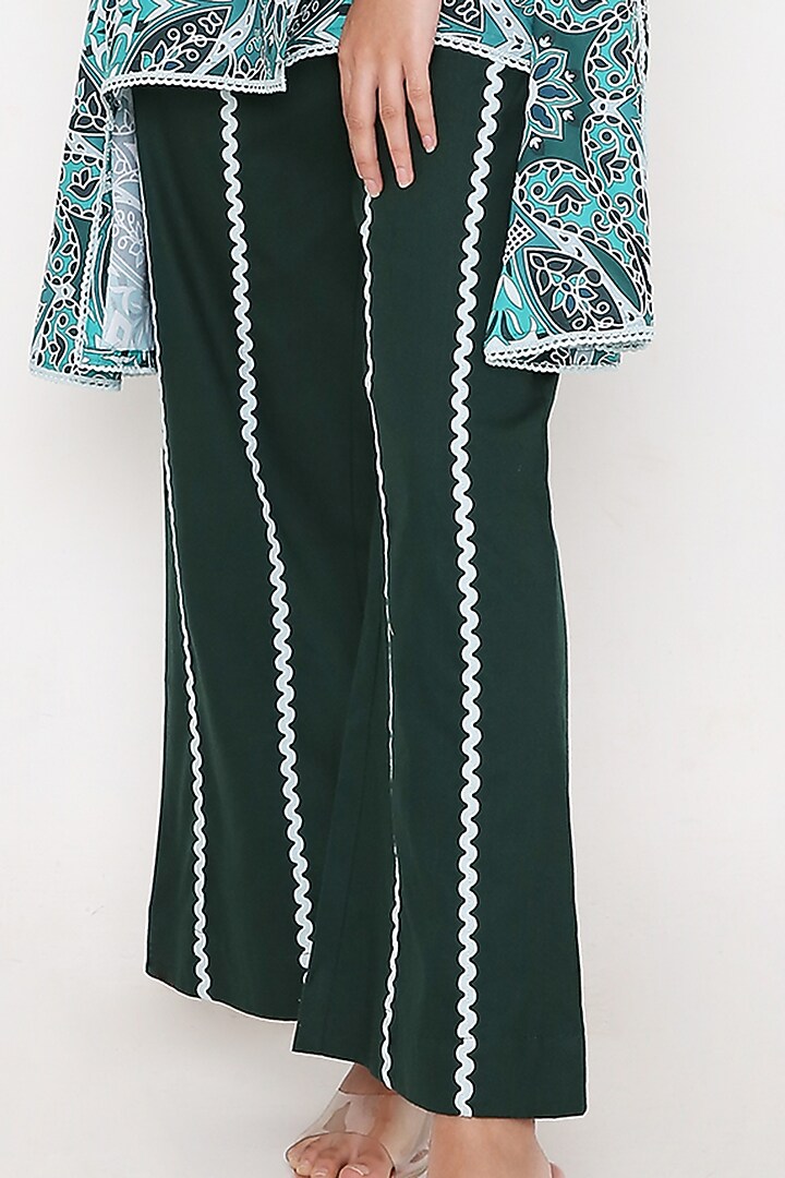 Green Rayon Poplin Digital Printed Tunic Set by Bha-sha at Pernia's Pop Up Shop