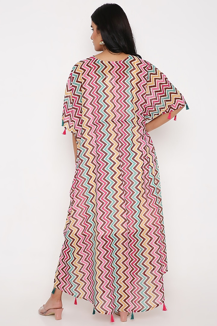 Pink Georgette Digital Printed Kaftan by Bha-sha at Pernia's Pop Up Shop