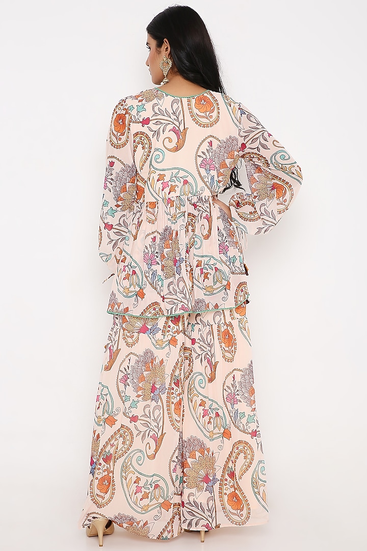 Ivory Georgette Digital Printed Sharara Set by Bha-sha at Pernia's Pop Up Shop