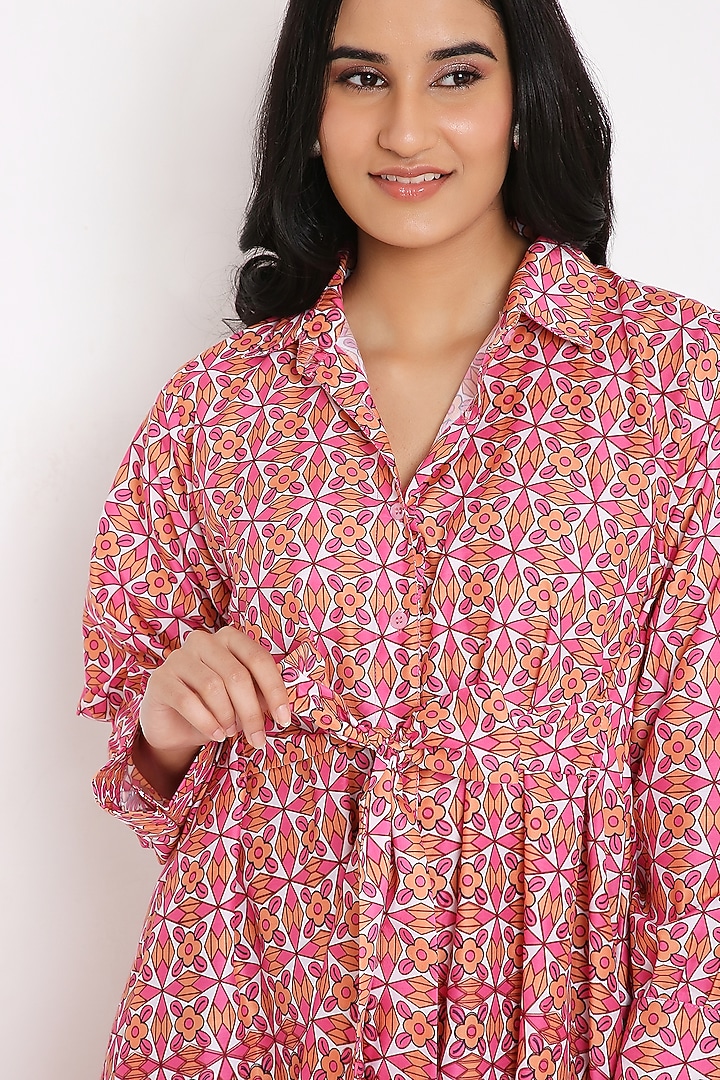 Pink Carron Muslin Digital Printed Shirt Summer Dress by Bha-sha at Pernia's Pop Up Shop