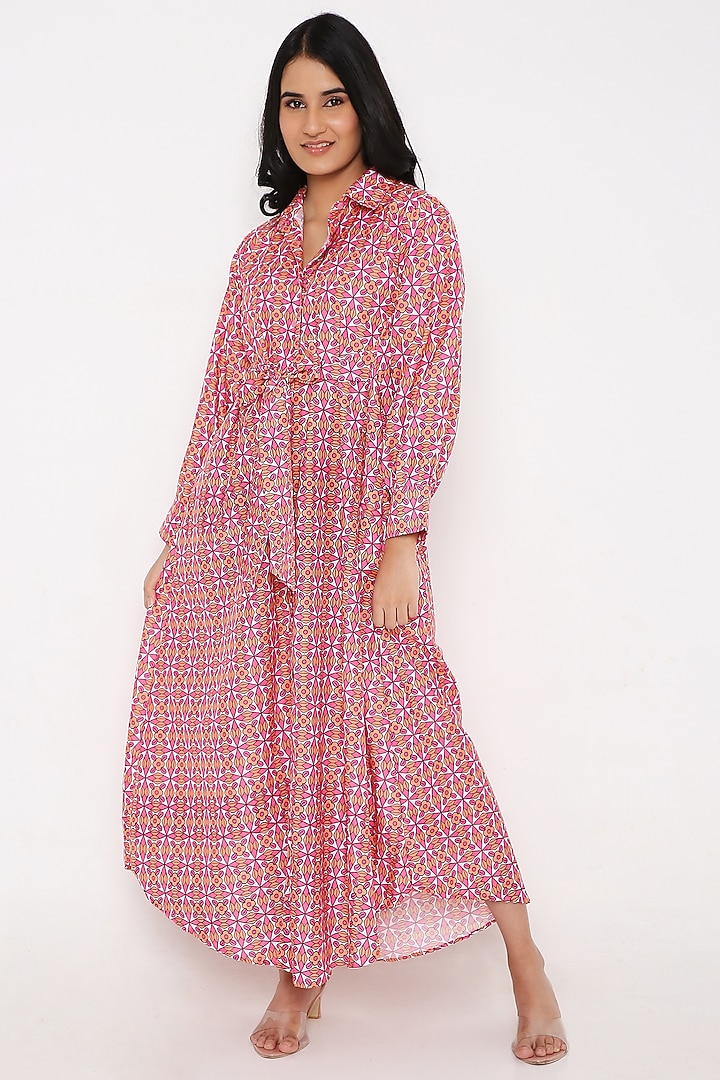 Pink Carron Muslin Digital Printed Shirt Summer Dress by Bha-sha at Pernia's Pop Up Shop