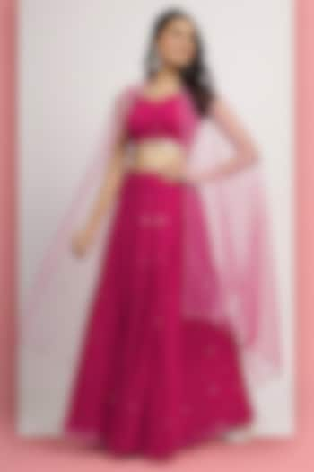 Magenta Georgette Lehenga Set by Bha-sha at Pernia's Pop Up Shop