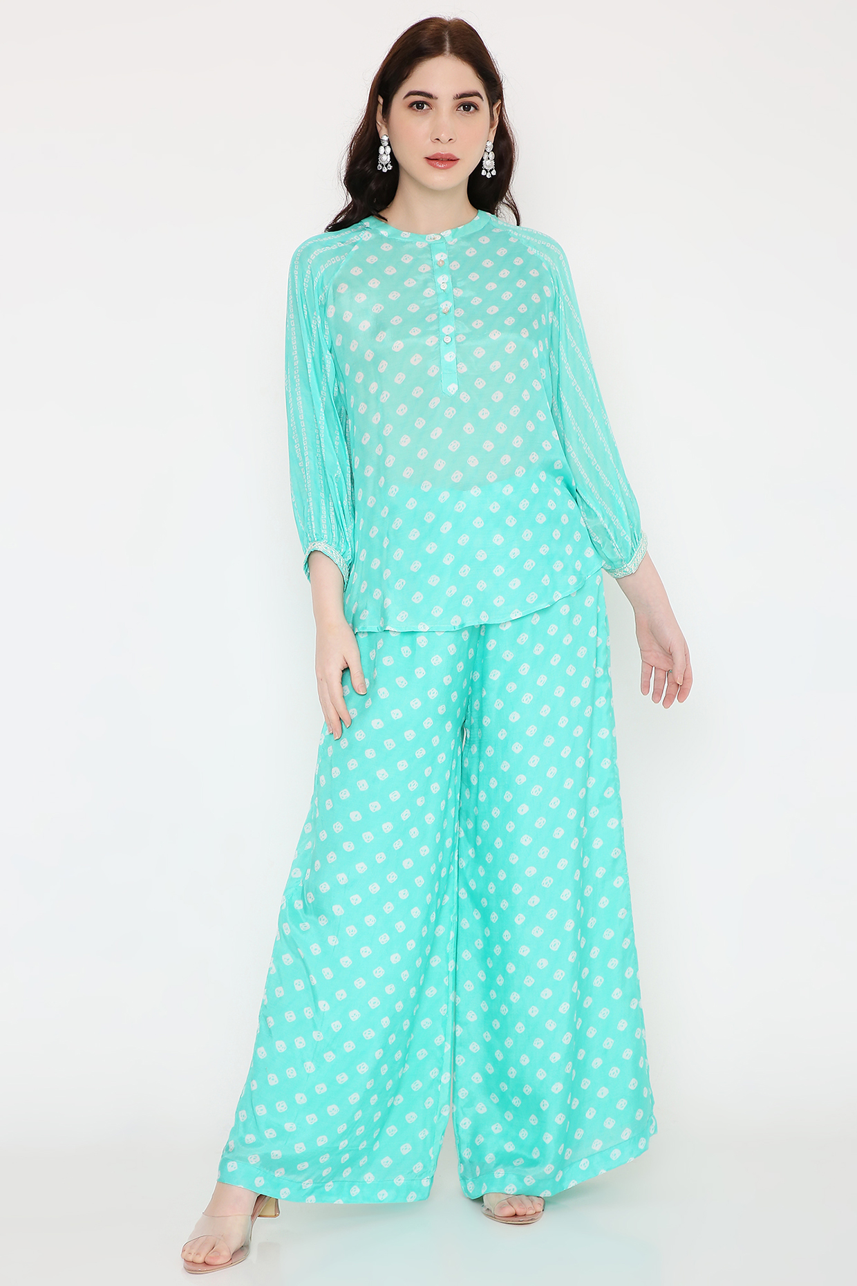 Sea Blue Printed Tunic Set by Bha-sha at Pernia's Pop Up Shop