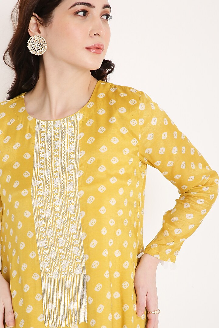 Mustard Muslin Party Wear Sharara Set by Bha-sha at Pernia's Pop Up Shop