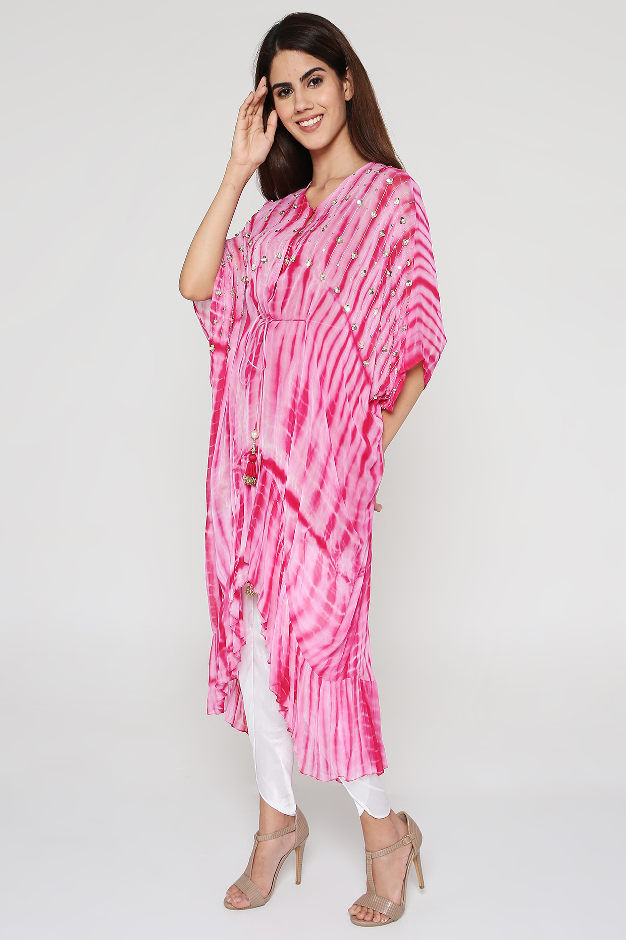 Pink Tie-Dyed Kaftan Set by Bha-sha at Pernia's Pop Up Shop