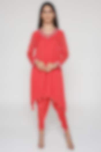 Coral Embroidered Tunic Set by Bha-sha