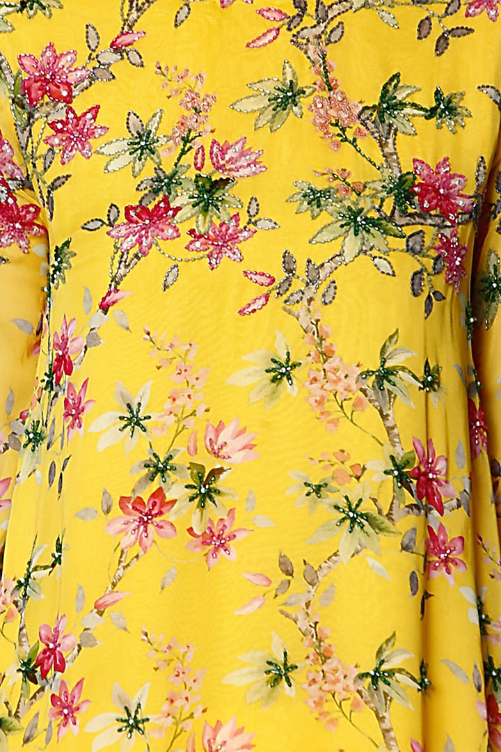 Yellow Embroidered & Printed Tunic Set by Bha-sha at Pernia's Pop Up Shop