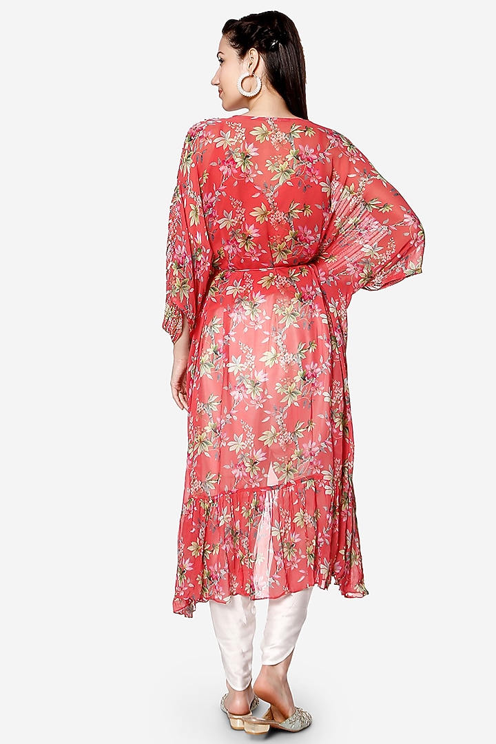 Coral Printed Kaftan Set by Bha-sha at Pernia's Pop Up Shop