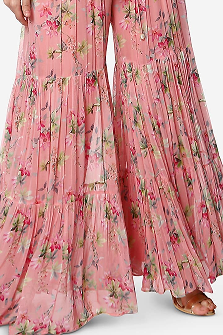 Rose Pink Georgette Party Wear Sharara Set by Bha-sha at Pernia's Pop Up Shop