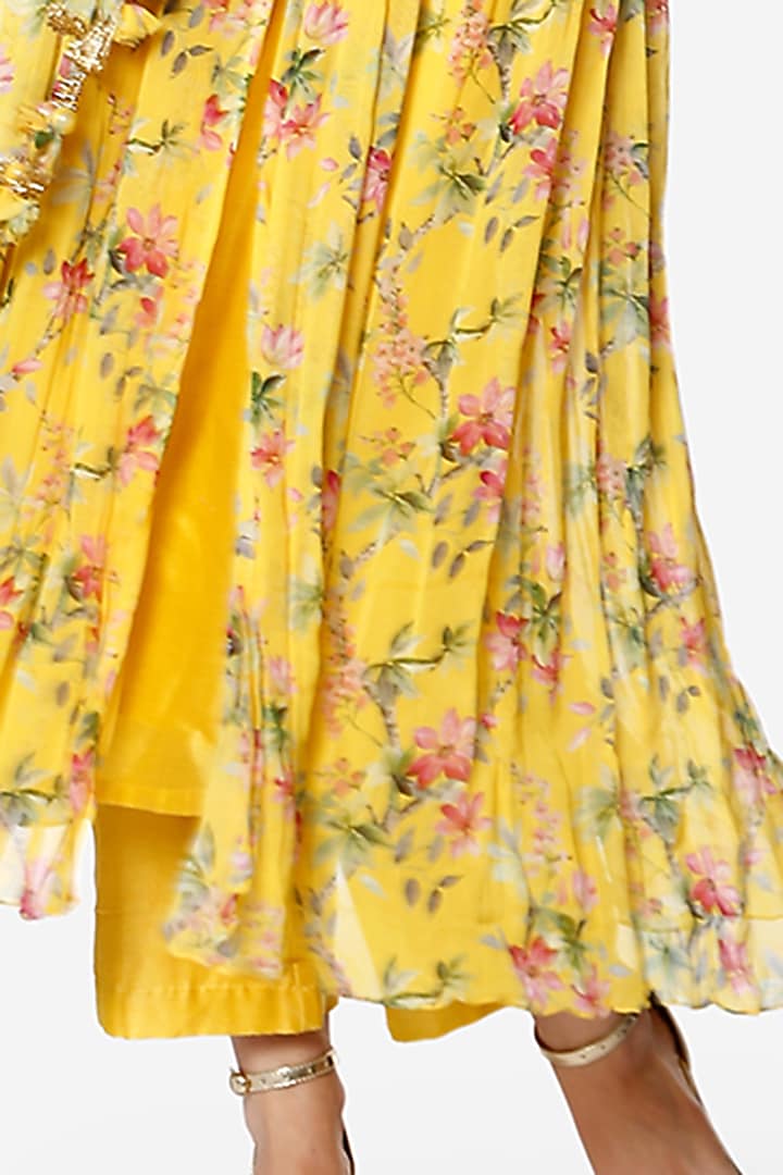 Yellow Chanderi Kurta Set With Jacket by Bha-sha at Pernia's Pop Up Shop