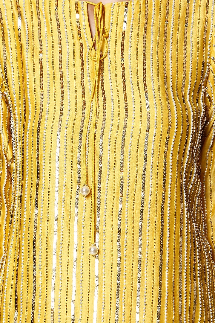 Yellow Printed Party Wear Sharara Set by Bha-sha at Pernia's Pop Up Shop
