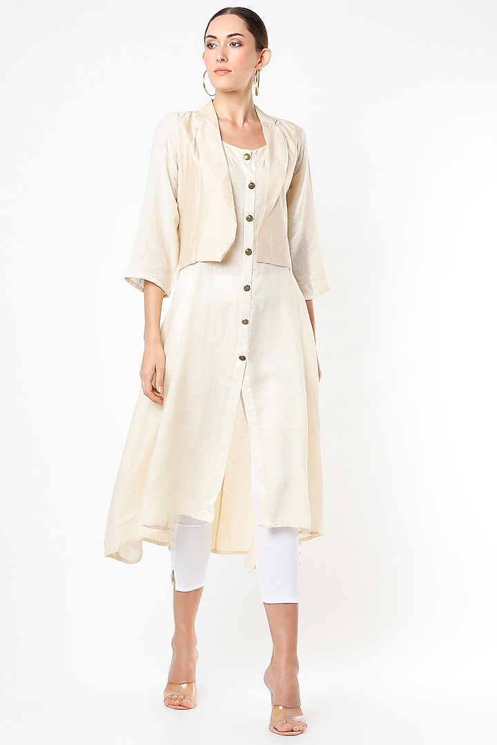 Off-White Peace Silk Jacket Summer Dress by Bhusattva at Pernia's Pop Up Shop